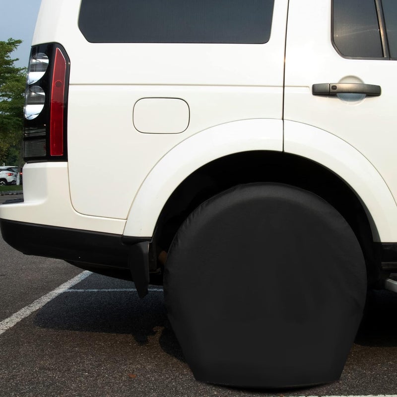 MOONET PU Thickening Leather Tire Wheel Covers 2 Pack- Tough Tire Wheel Protector for Truck,SUV,Motorhome,Camper,Trailer,RV - Universal Fits Tire Diameters 27-29 inches,Black - Image 4